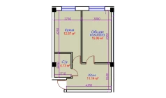 1-xonali xonadon 43.79 m²  10/10 qavat | Ko'kcha-Oqtepa Turar-joy majmuasi