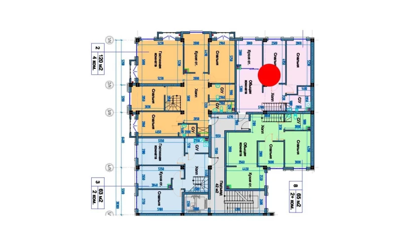 3-xonali xonadon 140 m²  9/9 qavat | FLORYA RESIDENCE Turar-joy majmuasi