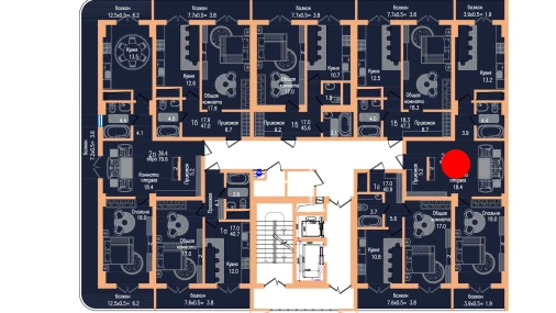 2-комнатная квартира 66.9 м²  12/17 этаж | Жилой комплекс Vertex Tawer