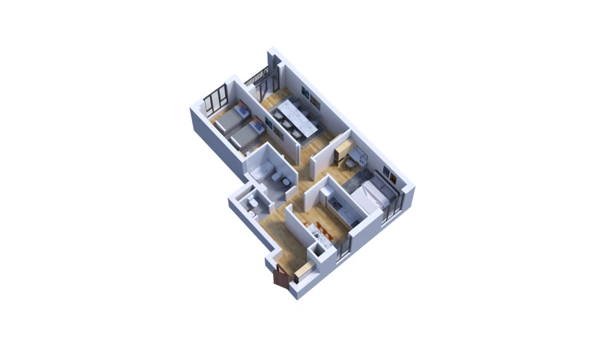 3-комнатная квартира 82 м²  12/16 этаж | Жилой комплекс Musaffo