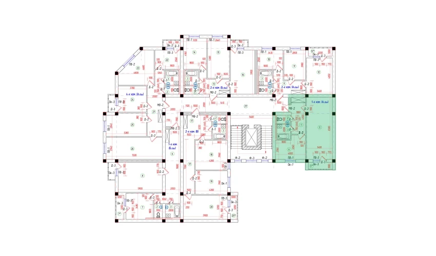 1-комнатная квартира 58.83 м²  7/7 этаж | Жилой комплекс Oila TJM
