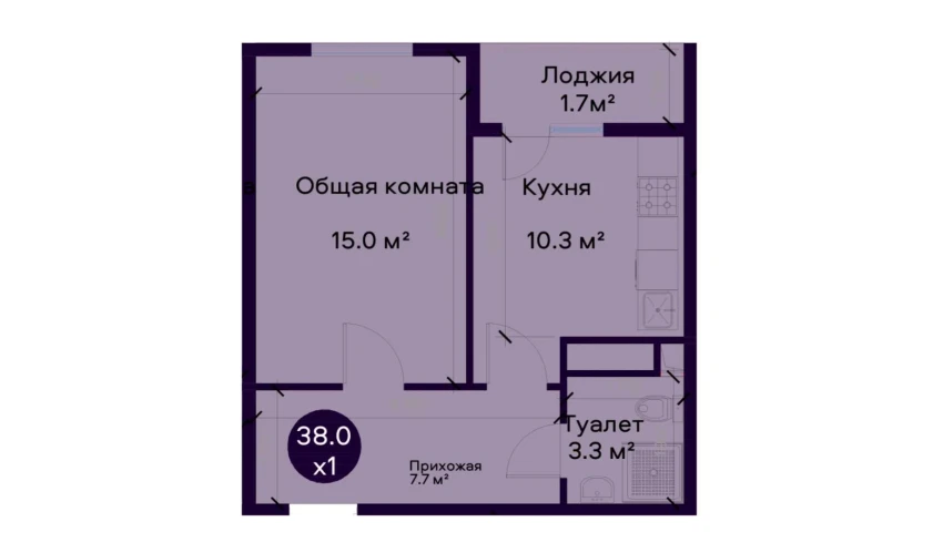 1-комнатная квартира 38 м²  9/9 этаж | Жилой комплекс SOHIL BO'YI ANDIJON