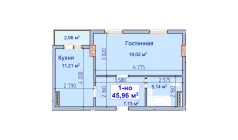 1-комн. квартира 45.96 м²  6/9 этаж | Жилой комплекс SHAYX-UL OLAM