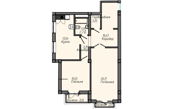 2-комнатная квартира 85.84 м²  3/10 этаж | Жилой комплекс Samarqand Park Avenue