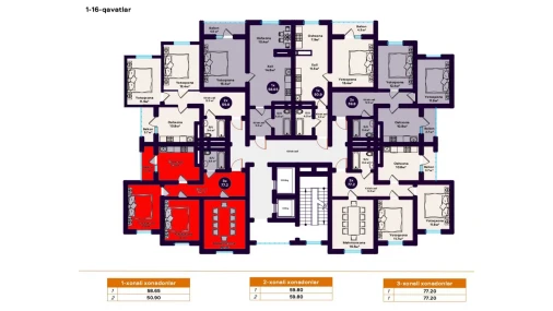 3-комнатная квартира 77.2 м²  15/16 этаж | Жилой комплекс TURON