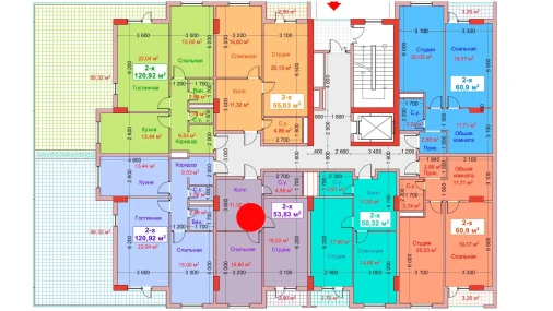 2-xonali xonadon 53.83 m²  3/8 qavat | CAPITAL AVENUE Turar-joy majmuasi