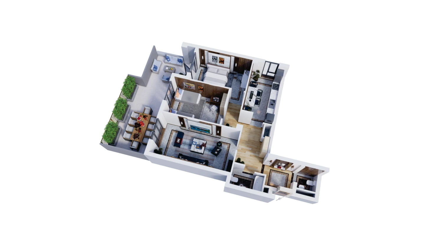 3-комн. квартира 110.6 м²  3/16 этаж | Жилой комплекс Musaffo