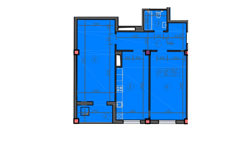 2-xonali xonadon 78 m²  11/12 qavat | Sokin hayot Turar-joy majmuasi