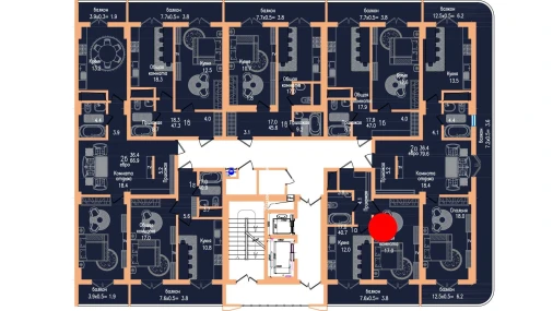 1-xonali xonadon 40.9 m²  4/17 qavat | Vertex Tawer Turar-joy majmuasi