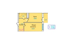 1-xonali xonadon 37.08 m²  3/9 qavat | PROVANS Turar-joy majmuasi