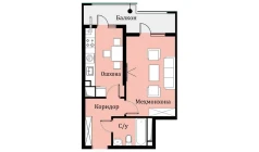 1-xonali xonadon 36.03 m²  14/16 qavat | SOKIN DIYOR Turar-joy majmuasi