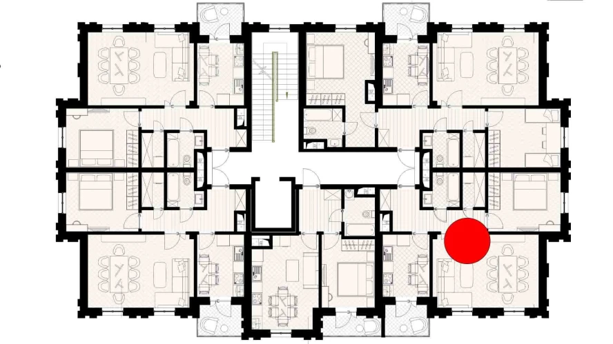 2-xonali xonadon 60.68 m²  6/9 qavat | SHARQ Turar-joy majmuasi