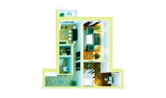 2-комн. квартира 55.45 м²  2/9 этаж | Жилой комплекс ZAR ZAMONAVIY UYLAR