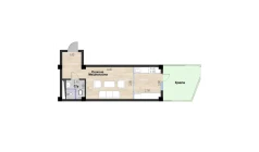 1-xonali xonadon 29.5 m²  1/7 qavat | Bochka Resort Turar-joy majmuasi