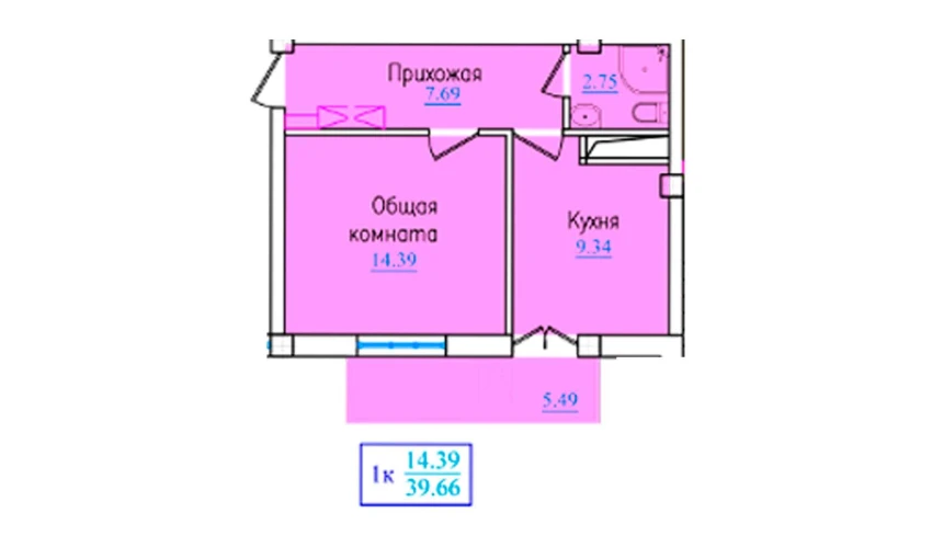 3-xonali xonadon 39.66 m²  9/9 qavat | PROVANS Turar-joy majmuasi