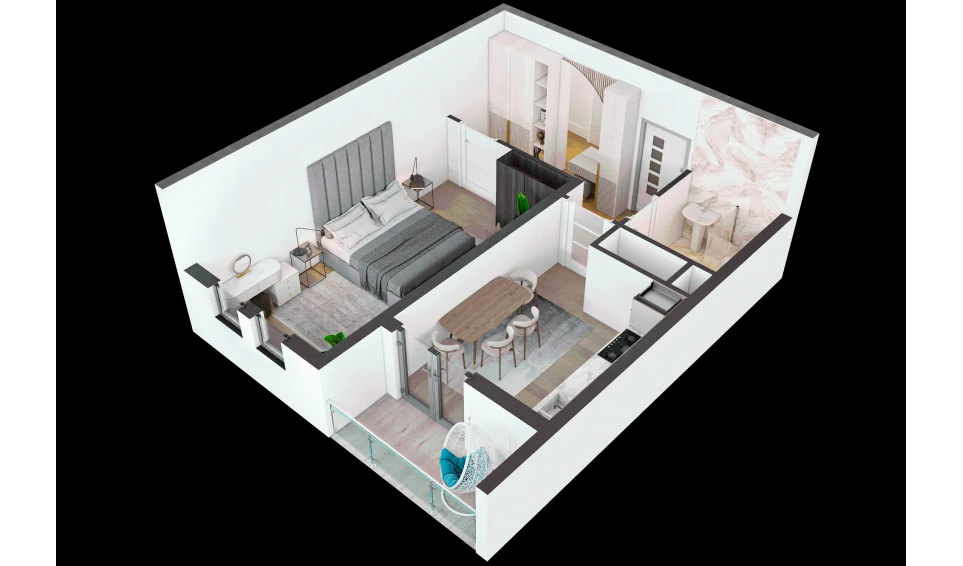 1-xonali xonadon 38.05 m² 16/16 qavat | TRINITY Turar-joy majmuasi 1-xonali xonadon 38.05 m² 16/16 qavat | TRINITY Turar-joy majmuasi