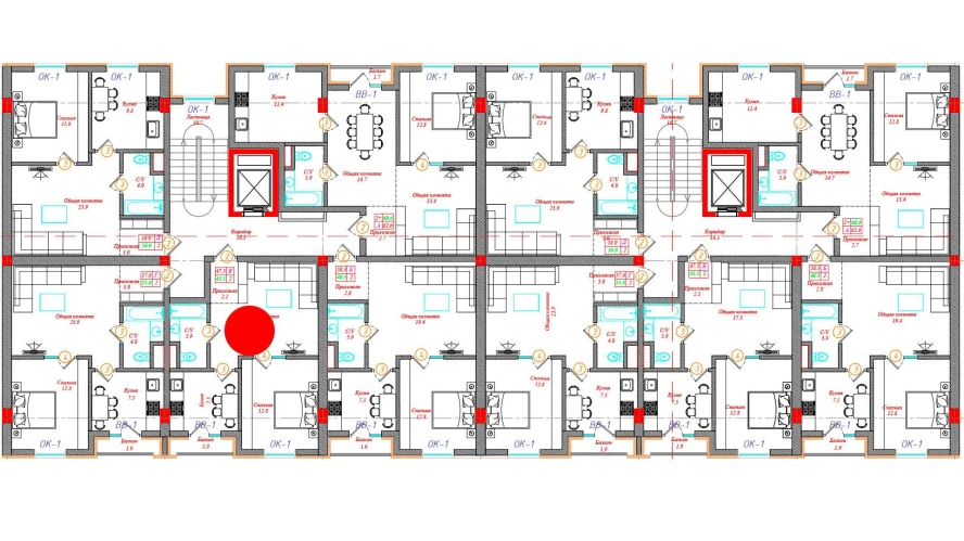 2-xonali xonadon 47.5 m²  2/12 qavat | CHINARA PARK Turar-joy majmuasi