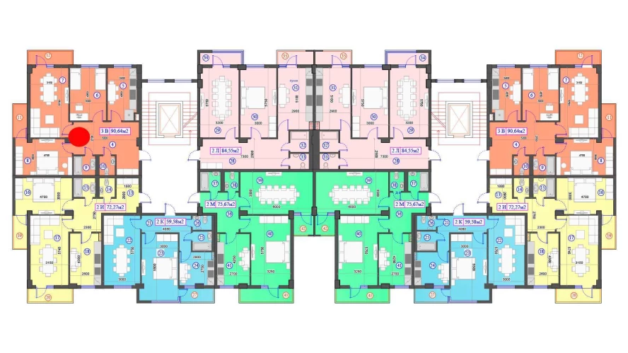 3-комн. квартира 90.64 м²  6/7 этаж | Жилой комплекс O'ZBEGIM