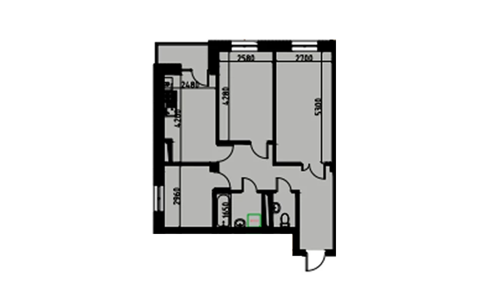 3-комн. квартира 62.02 м²  6/10 этаж | Жилой комплекс YANGIOBOD RESIDENCE