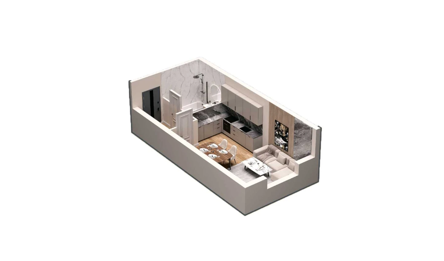 1-xonali xonadon 33.7 m² 1/16 qavat | DO'MBIROBOD RESIDENCE Turar-joy majmuasi 1-xonali xonadon 33.7 m² 1/16 qavat | DO'MBIROBOD RESIDENCE Turar-joy majmuasi