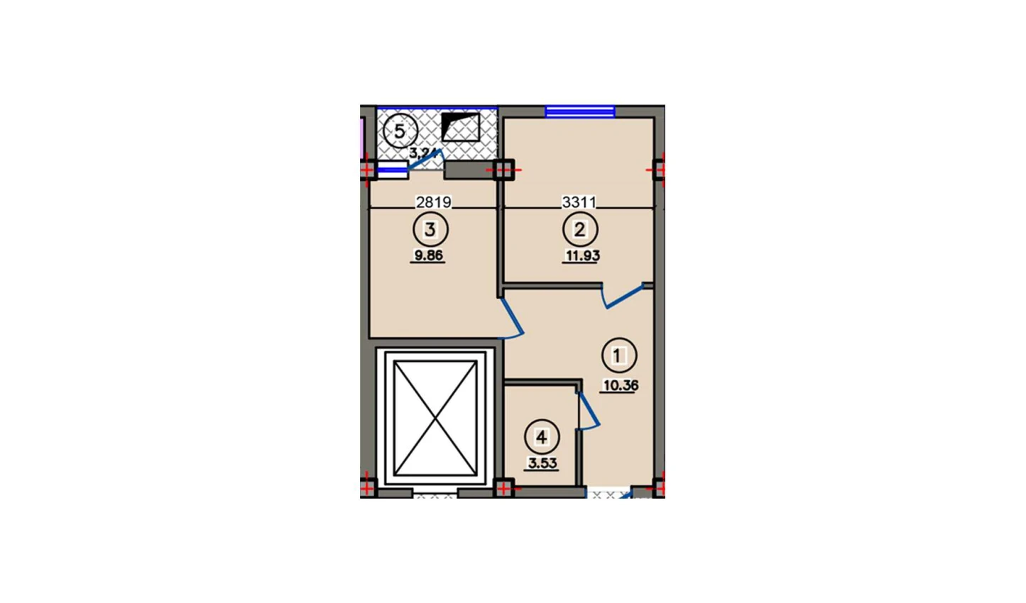 2-комн. квартира 38.92 м²  6/10 этаж | Жилой комплекс Qibray City