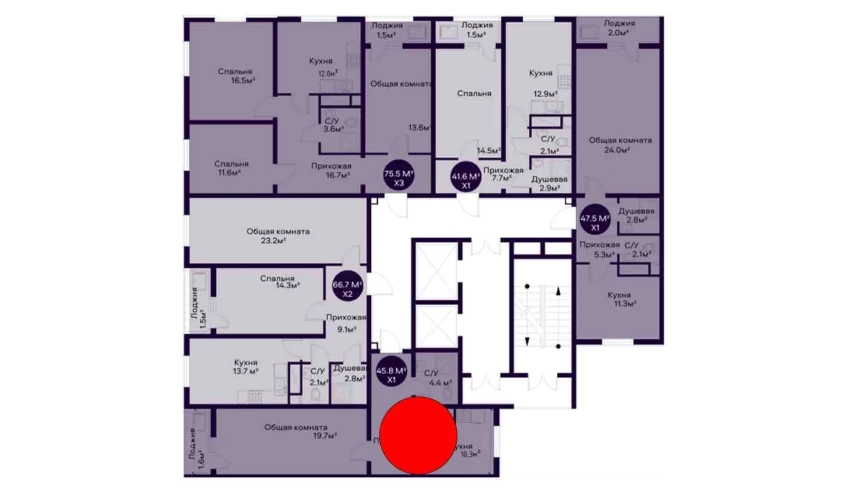 1-xonali xonadon 45.8 m²  2/9 qavat | YAQINLAR Turar-joy majmuasi