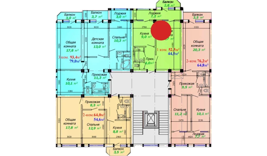 1-xonali xonadon 52.5 m²  2/7 qavat | Bunyodkor Turar-joy majmuasi