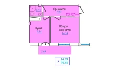 1-комн. квартира 39.66 м²  3/9 этаж | Жилой комплекс PROVANS