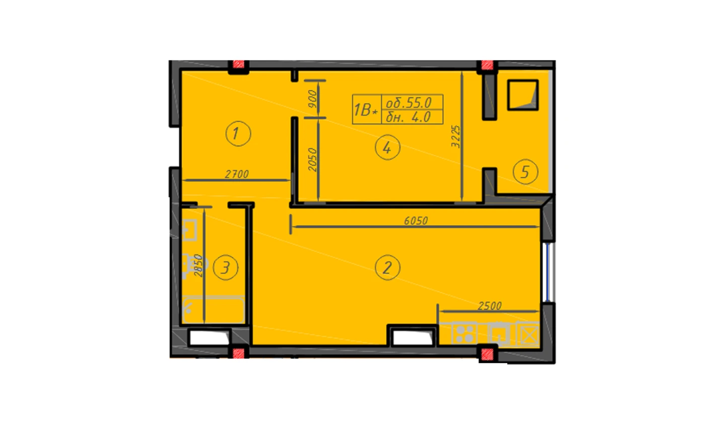 1-комн. квартира 55 м²  4/12 этаж | Жилой комплекс Sokin hayot