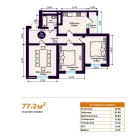 3-комн. квартира 77.2 м²  7/16 этаж | Жилой комплекс TURON