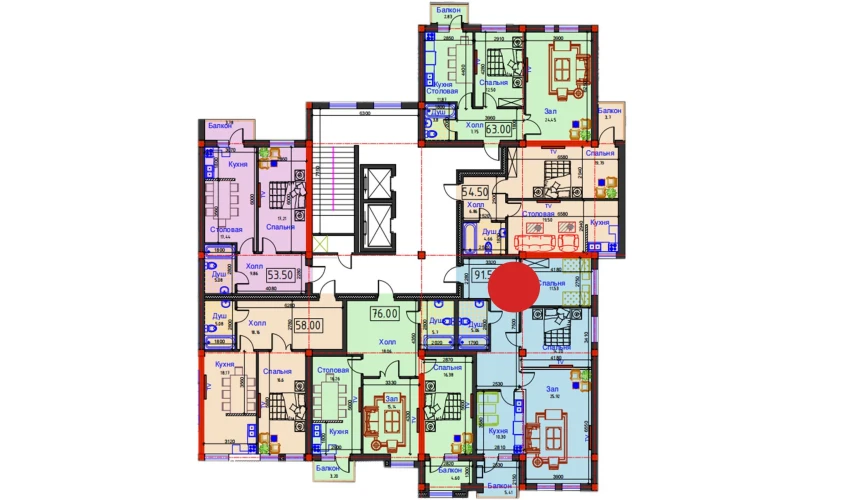 3-комнатная квартира 91.5 м²  10/12 этаж | Жилой комплекс GAGARIN AVENUE
