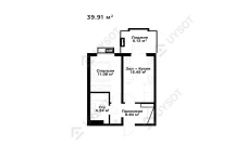 1-комн. квартира 33.91 м²  2/15 этаж | Жилой комплекс Assalom Bog'lar