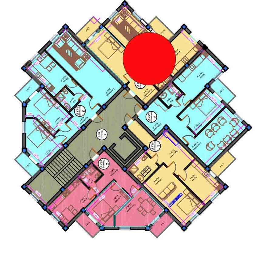 2-xonali xonadon 62.1 m²  9/11 qavat | ANHOR AVENUE Turar-joy majmuasi