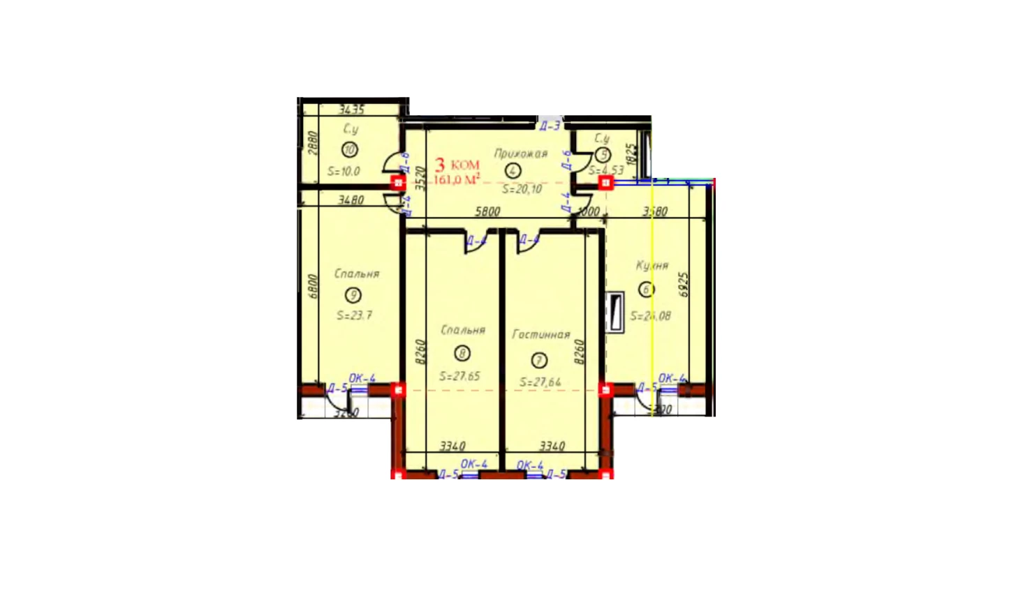 3-комн. квартира 161 м²  3/9 этаж | Жилой комплекс SAMARQAND CITY