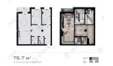 3-xonali xonadon 75.7 m²  2/13 qavat | Binkat Turar-joy majmuasi