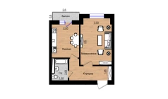1-xonali xonadon 38.47 m²  4/5 qavat | QIZILTEPA Turar-joy majmuasi
