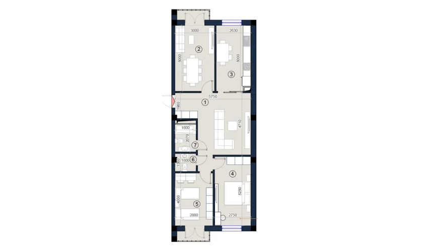 3-xonali xonadon 87 m²  7/9 qavat | KO'KSAROY Turar-joy majmuasi