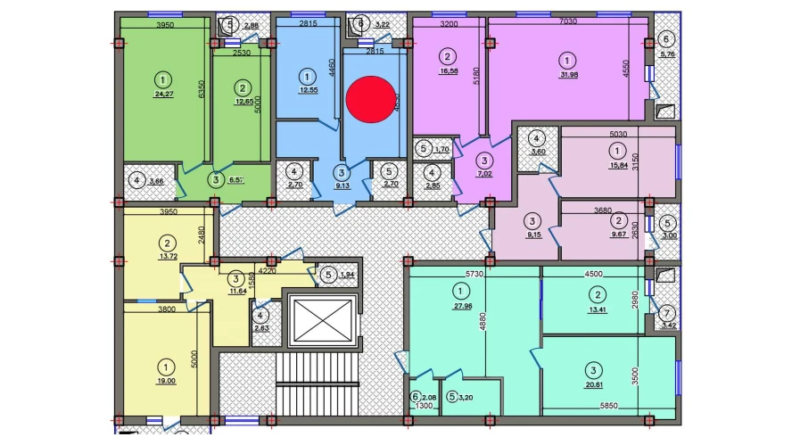 1-xonali xonadon 43.9 m²  6/10 qavat | Qibray City Turar-joy majmuasi