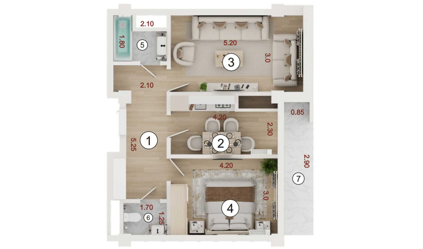 2-комн. квартира 53.75 м²  11/16 этаж | Жилой комплекс ISLOMOBOD