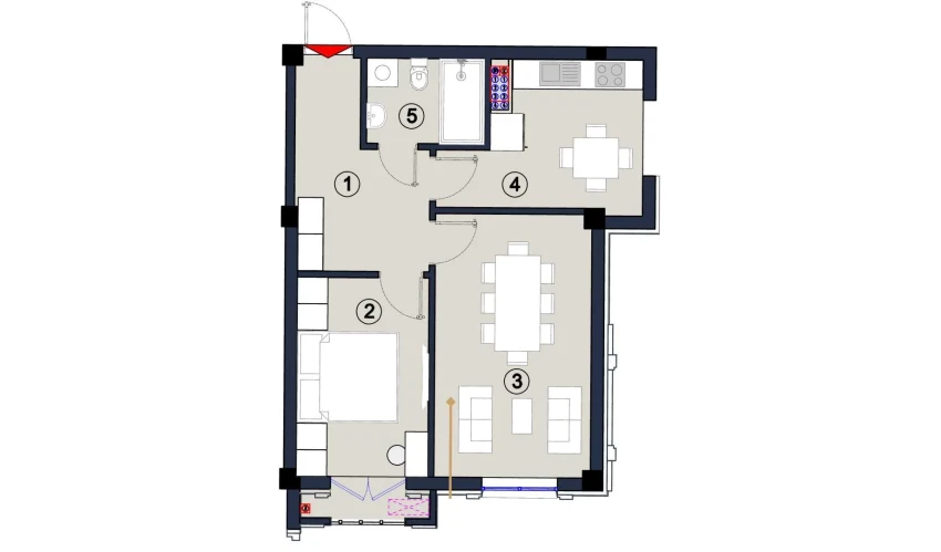 2-комнатная квартира 51 м²  8/9 этаж | Жилой комплекс FLORYA RESIDENCE