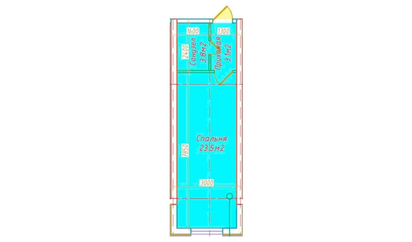 1-комнатная квартира 30.4 м²  2/16 этаж | Жилой комплекс DO'MBIROBOD RESIDENCE