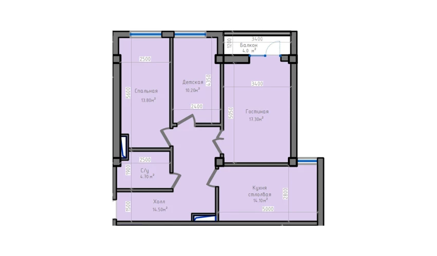 3-xonali xonadon 83.6 m²  10/13 qavat | ORZU SAROYI Turar-joy majmuasi