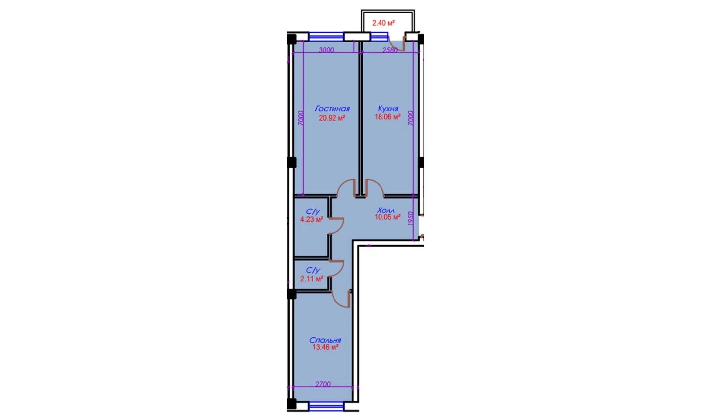 2-комн. квартира 71.23 м²  8/10 этаж | Жилой комплекс Ko'kcha-Oqtepa
