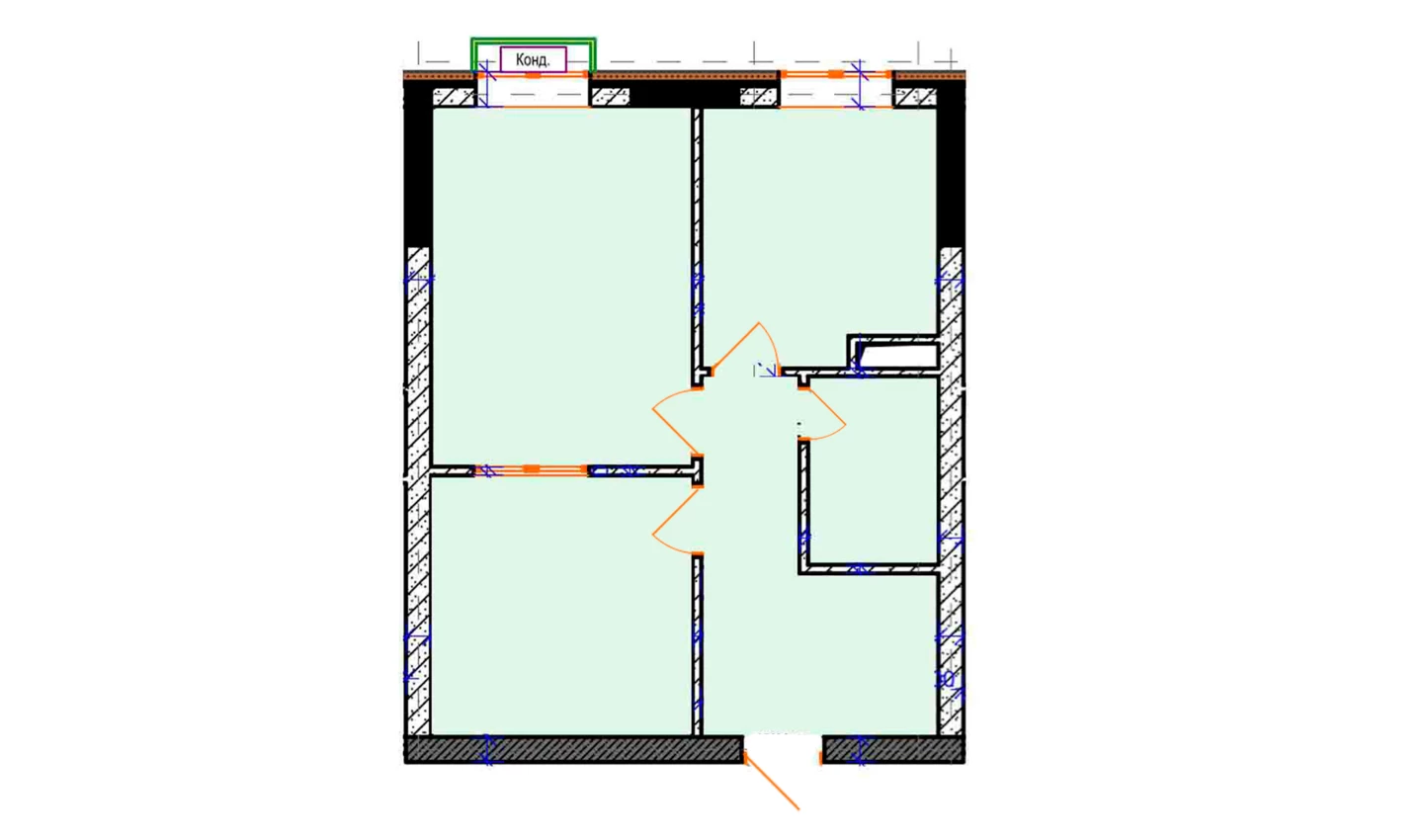 2-xonali xonadon 47.3 m²  3/9 qavat | Uchtepa Avenue Turar-joy majmuasi