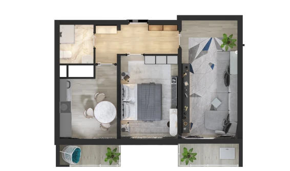 2-комнатная квартира 52.7 м²  9/16 этаж | Жилой комплекс TRINITY