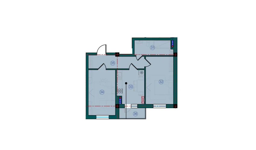 2-xonali xonadon 63 m²  2/7 qavat | Bristol Turar-joy majmuasi