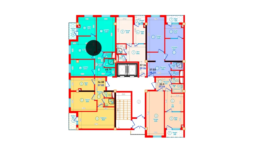 3-комнатная квартира 71.5 м²  9/12 этаж | Жилой комплекс S-Tower