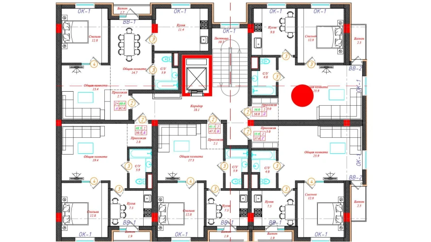 2-xonali xonadon 58 m²  12/12 qavat | CHINARA PARK Turar-joy majmuasi