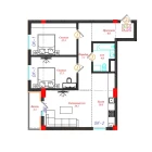 3-xonali xonadon 74.2 m²  10/12 qavat | CHINARA PARK Turar-joy majmuasi