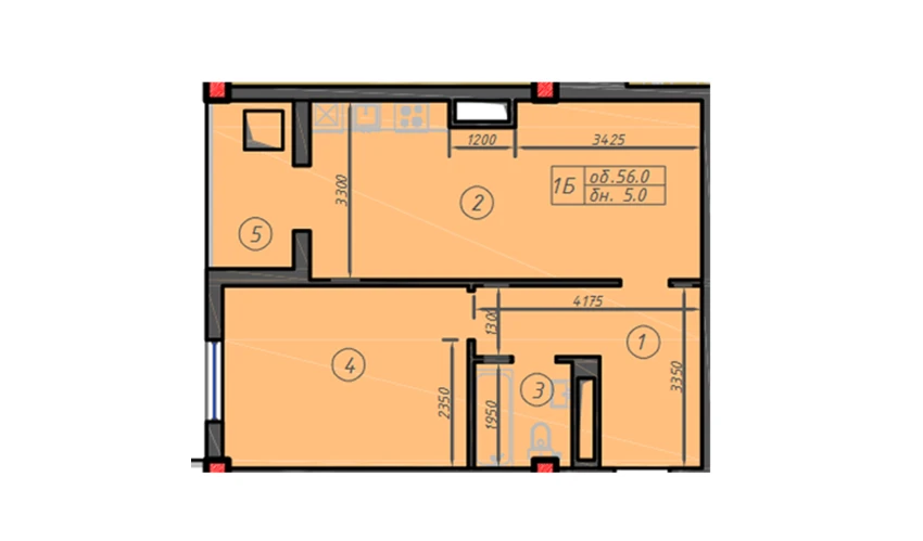 1-комнатная квартира 56 м²  3/12 этаж | Жилой комплекс Sokin hayot